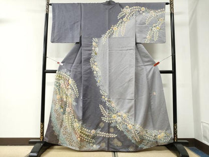 平和屋着物●越後十日町の一流染匠　桐屋・翠山工房　徳永憲峯　訪問着　辻が花　絞り　金通し地　正絹　逸品　CABG0997yc