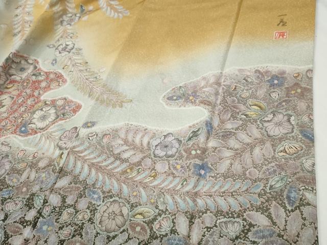 平和屋着物●吉乃一廉　幻の辻が花　訪問着　暈し染め　銀通し地　正絹　逸品　CABG0999yc