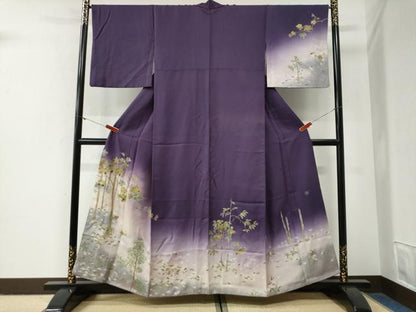 平和屋着物●訪問着　作家物　草木鳥文　暈し染め　金彩　正絹　逸品　CABG1006yc