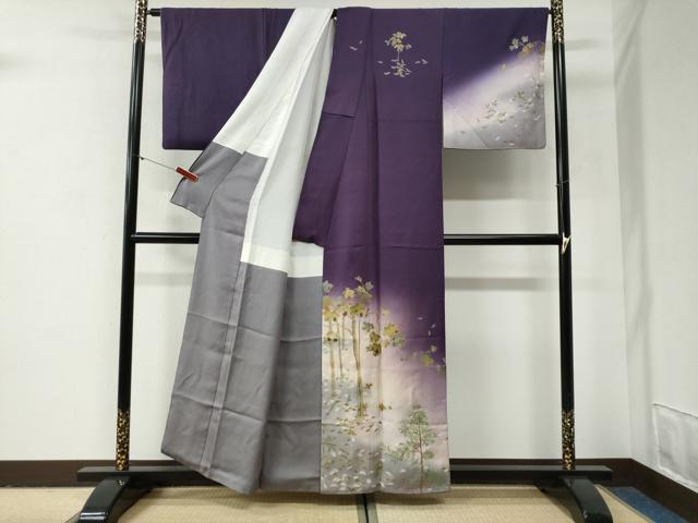 平和屋着物●訪問着　作家物　草木鳥文　暈し染め　金彩　正絹　逸品　CABG1006yc