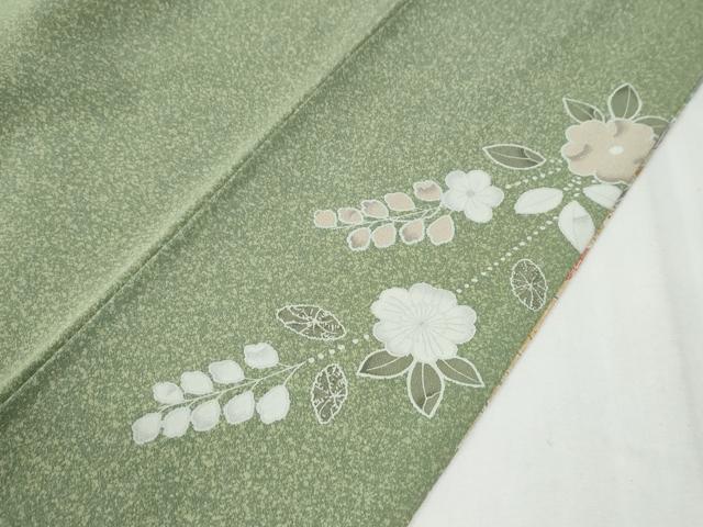 平和屋着物●訪問着　地紙網目草花文　暈し染め　金彩　正絹　逸品　CABG1009yc
