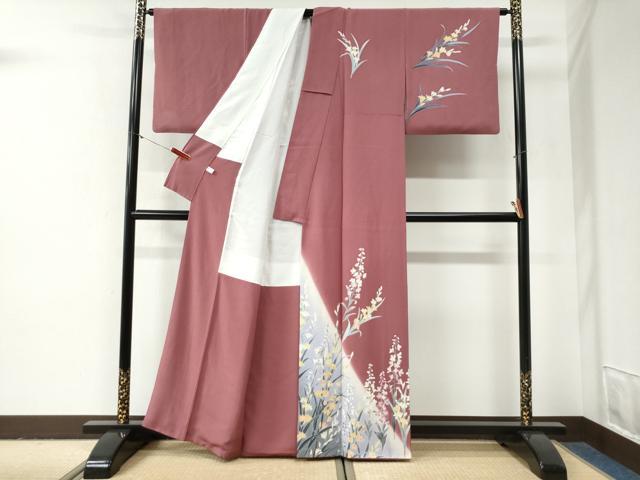 平和屋着物●十日町友禅作家　阿部佳雪　訪問着　草花文　暈し染め　正絹　逸品　CABG1011yc