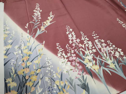 平和屋着物●十日町友禅作家　阿部佳雪　訪問着　草花文　暈し染め　正絹　逸品　CABG1011yc