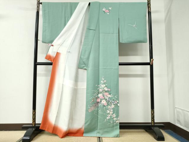 平和屋着物●本加賀友禅作家　岡本幸治　訪問着　花籠文　正絹　逸品　CABG1012yc