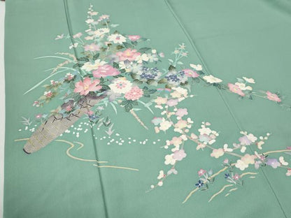 平和屋着物●本加賀友禅作家　岡本幸治　訪問着　花籠文　正絹　逸品　CABG1012yc
