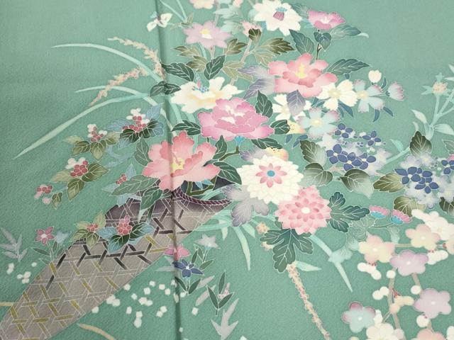 平和屋着物●本加賀友禅作家　岡本幸治　訪問着　花籠文　正絹　逸品　CABG1012yc