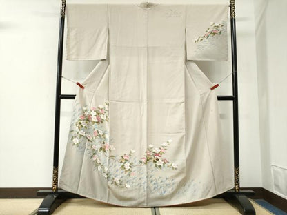 平和屋着物●訪問着　友禅　作家物　枝花文　暈し染め　正絹　逸品　未使用　CABG1013yc