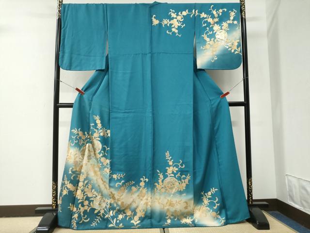 平和屋着物●訪問着　鏡裏花唐草文　暈し染め　金銀彩　ロング丈　正絹　逸品　CABG1016yc