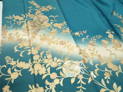 平和屋着物●訪問着　鏡裏花唐草文　暈し染め　金銀彩　ロング丈　正絹　逸品　CABG1016yc