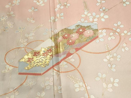 平和屋着物●訪問着　文箱草花文　暈し染め　金彩　ロング丈　正絹　逸品　未使用　CABG10yc17