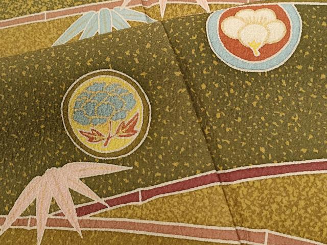 平和屋着物●染色の魔術師　染乃座・大久保玄才　そめのざ玄才　訪問着　笹竹花丸文　金彩　正絹　逸品　CABG1018yc