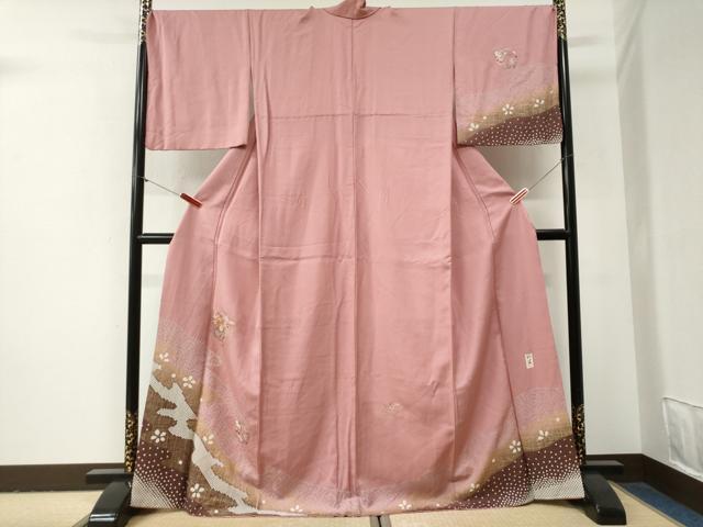 平和屋着物●中国三大刺繍　スワトウ刺繍　訪問着　作家物　絞り　花車文　暈し染め　金彩　ロング丈　正絹　逸品　CABG1019yc