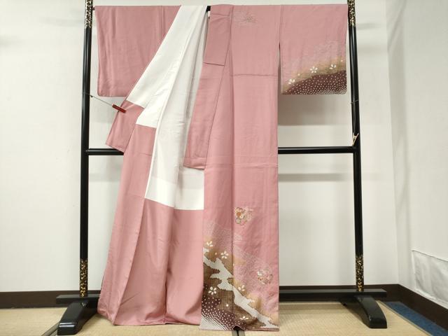 平和屋着物●中国三大刺繍　スワトウ刺繍　訪問着　作家物　絞り　花車文　暈し染め　金彩　ロング丈　正絹　逸品　CABG1019yc