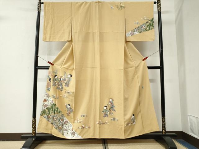 平和屋着物●訪問着　作家物　人物吉祥花唐草文　金彩　正絹　逸品　CABG1021yc