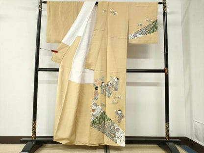 平和屋着物●訪問着　作家物　人物吉祥花唐草文　金彩　正絹　逸品　CABG1021yc