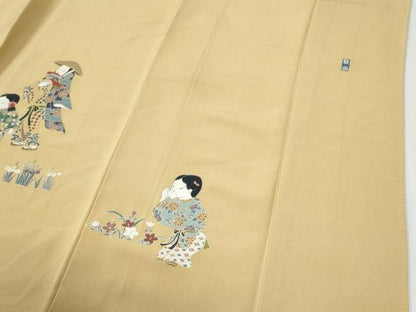 平和屋着物●訪問着　作家物　人物吉祥花唐草文　金彩　正絹　逸品　CABG1021yc