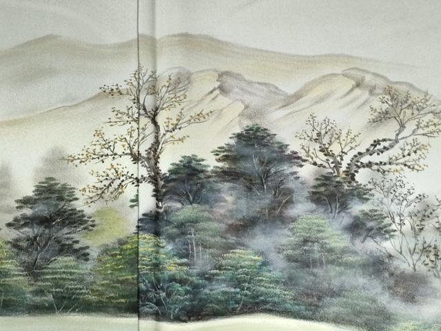 平和屋着物●訪問着　作家物　手描き　遠山人物風景文　暈し染め　ロング丈　正絹　逸品　未使用　CABG1022yc