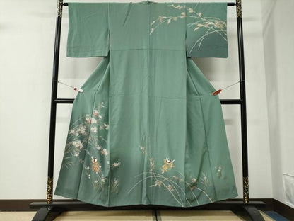 平和屋着物●訪問着　人物草花文　暈し染め　金彩　正絹　逸品　CABG1023yc