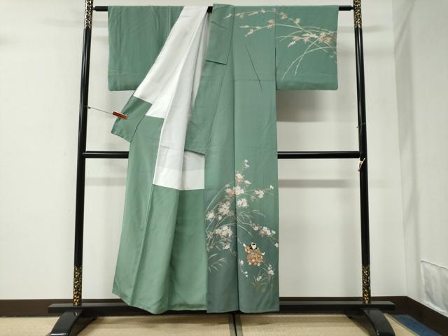 平和屋着物●訪問着　人物草花文　暈し染め　金彩　正絹　逸品　CABG1023yc