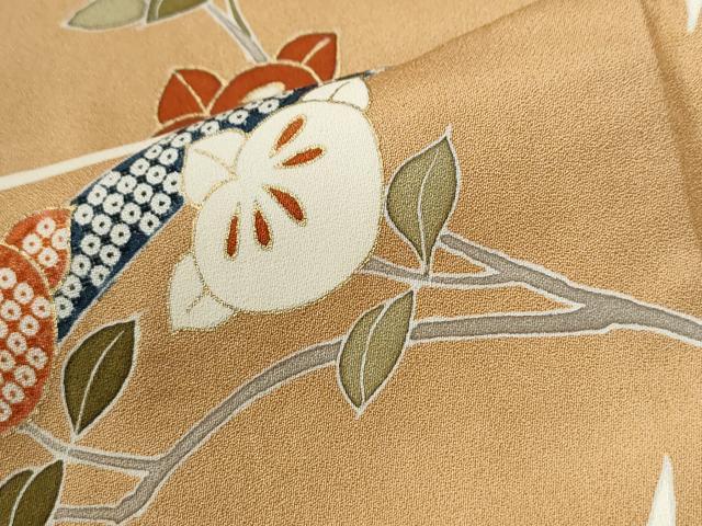 平和屋着物●訪問着　駒刺繍　笹竹枝橘文　金彩　正絹　逸品　CABG1025yc