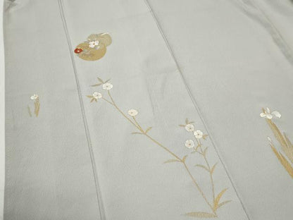 平和屋着物●訪問着　駒刺繍　竹屋町刺繍　枝花文　金彩　正絹　逸品　CABG1026yc