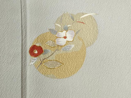 平和屋着物●訪問着　駒刺繍　竹屋町刺繍　枝花文　金彩　正絹　逸品　CABG1026yc
