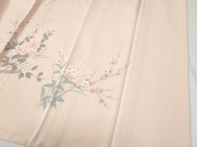 平和屋着物●訪問着　手描き　鬘帯飛鶴草花文　暈し染め　金彩　正絹　逸品　CABG1027yc