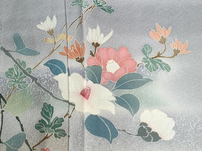 平和屋着物●訪問着　枝花文　暈し染め　金彩　正絹　逸品　CABG1028yc