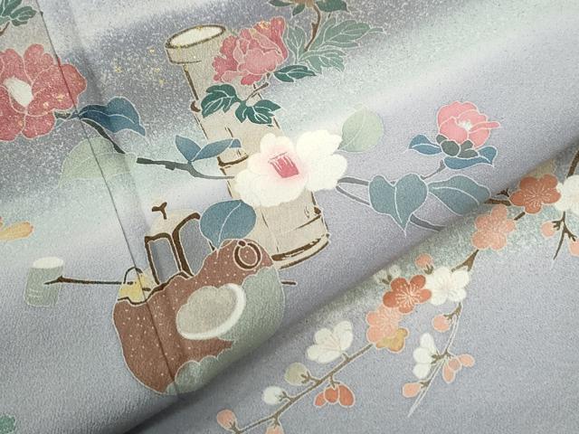 平和屋着物●訪問着　枝花文　暈し染め　金彩　正絹　逸品　CABG1028yc