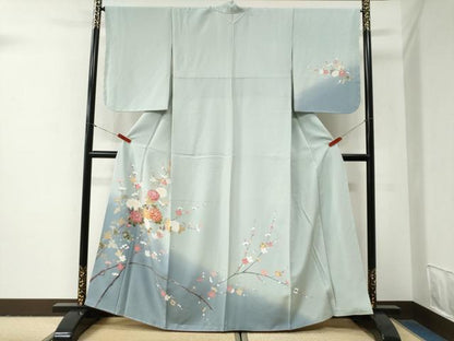 平和屋着物●訪問着　友禅　枝菊梅文　暈し染め　正絹　逸品　未使用　CABG1033yc