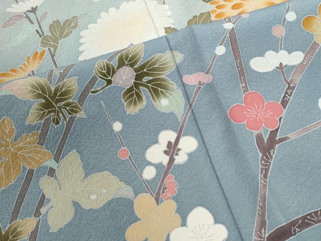平和屋着物●訪問着　友禅　枝菊梅文　暈し染め　正絹　逸品　未使用　CABG1033yc