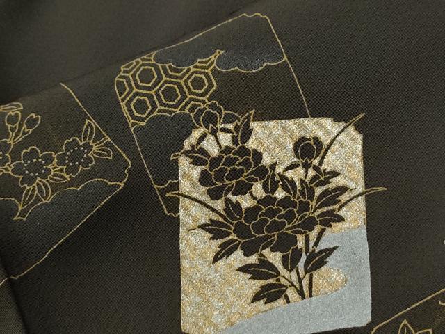 平和屋着物●訪問着　刺繍　色紙重ね草花文　金彩　正絹　逸品　CABG1034yc