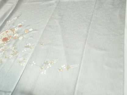 平和屋着物●訪問着　雪輪籬枝花文　暈し染め　金彩　正絹　逸品　未使用　CABG1035yc