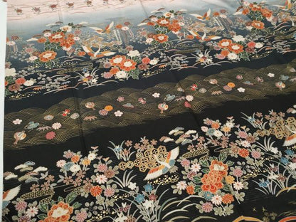 平和屋着物●訪問着　飛鶴吉祥草花文　暈し染め　金彩　正絹　逸品　CABG1036yc