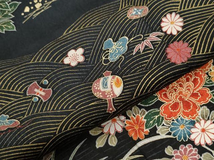 平和屋着物●訪問着　飛鶴吉祥草花文　暈し染め　金彩　正絹　逸品　CABG1036yc