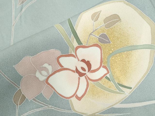 平和屋着物●訪問着　草花文　ラメ糸　金彩　正絹　逸品　CABG1037yc