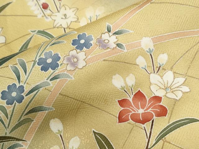 平和屋着物●訪問着　駒刺繍　草花文　暈し染め　金彩　正絹　逸品　CABG1039yc