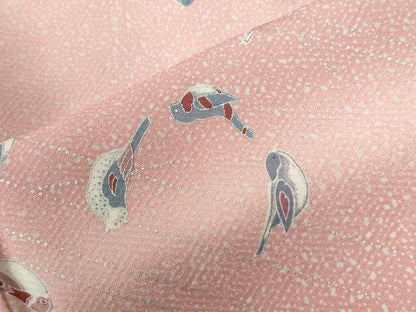 平和屋着物●上質な小紋　鳥　暈し染め　銀彩　正絹　逸品　CABG1045yc