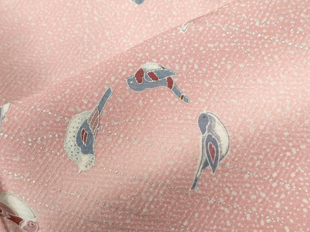 平和屋着物●上質な小紋　鳥　暈し染め　銀彩　正絹　逸品　CABG1045yc