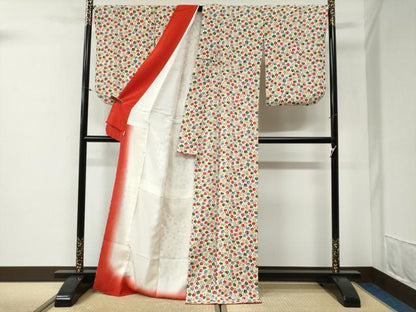 平和屋着物●上質な小紋　舞花尽くし　鬼しぼ縮緬　ロング丈　ますいわ屋扱い　正絹　逸品　CABG1048yc
