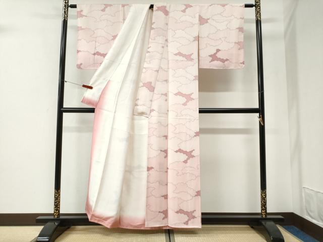 平和屋着物●上質な小紋　地紋起こし　雲重ね文　暈し染め　正絹　逸品　CABG1051yc