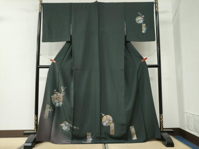 平和屋着物●訪問着　鳳凰短冊風景草花文　暈し染め　金彩　正絹　逸品　CABG1053yc