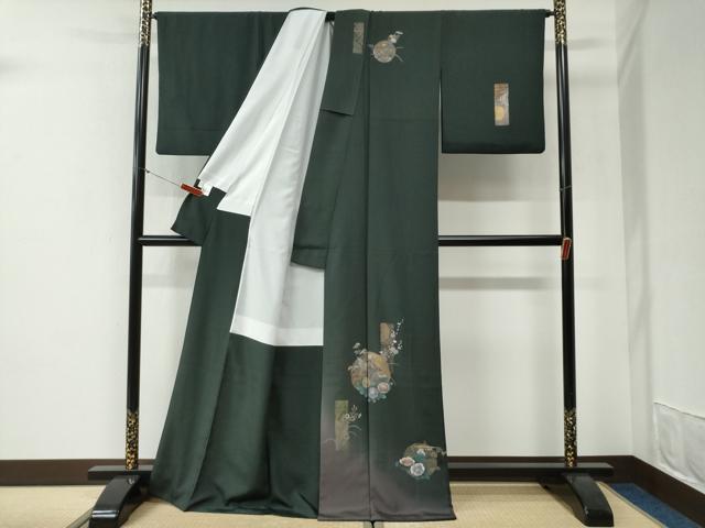 平和屋着物●訪問着　鳳凰短冊風景草花文　暈し染め　金彩　正絹　逸品　CABG1053yc