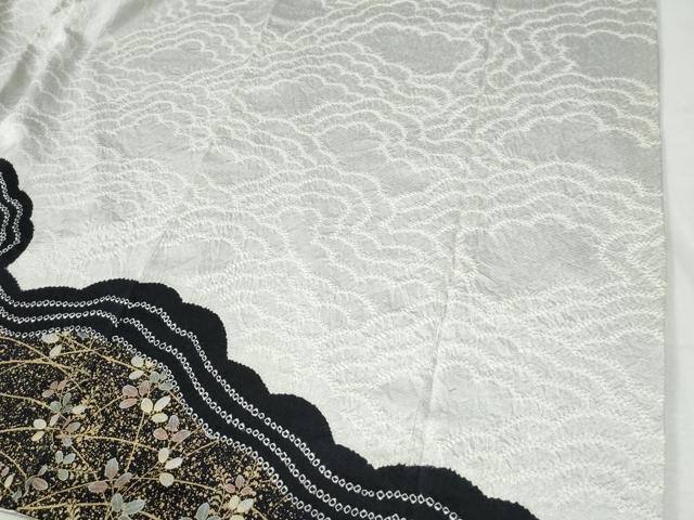 平和屋着物●訪問着　絞り　刺繍　草花文　金彩　正絹　逸品　CABG1056yc