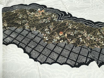 平和屋着物●訪問着　絞り　刺繍　草花文　金彩　正絹　逸品　CABG1056yc