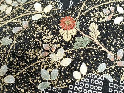 平和屋着物●訪問着　絞り　刺繍　草花文　金彩　正絹　逸品　CABG1056yc