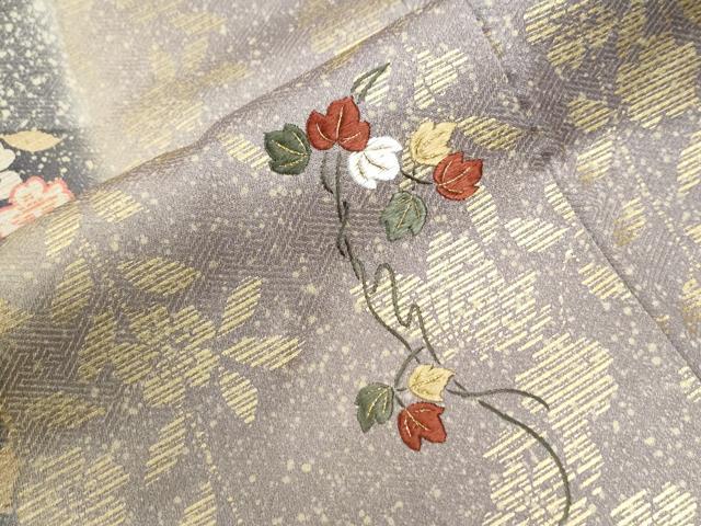 平和屋着物●訪問着　刺繍　花蝶文　暈し染め　金彩　正絹　逸品　CABG1058yc