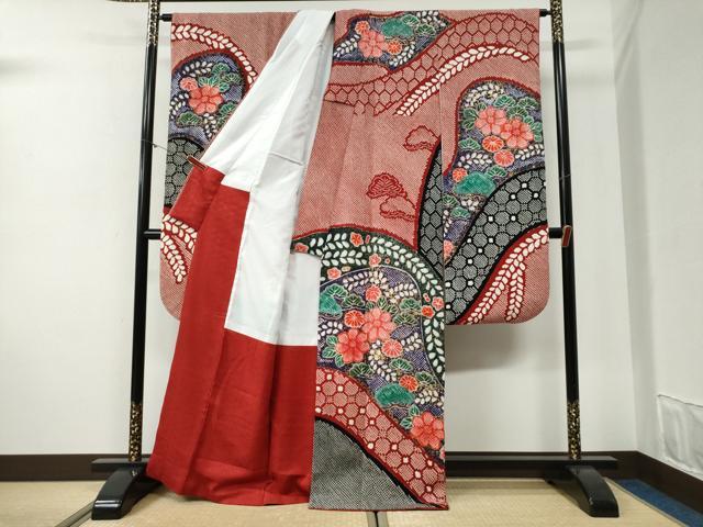 平和屋着物●豪華振袖　総絞り　花松文　金彩　正絹　逸品　CABG1063yc