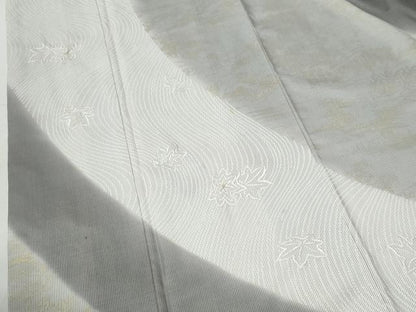 平和屋着物●訪問着　本場縞大島紬　総刺繍　竜田川渡り橋花文　金彩　正絹　逸品　CABG1068yc