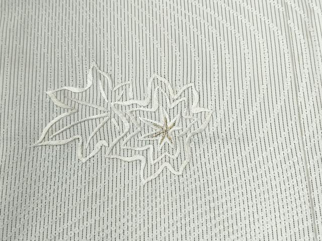 平和屋着物●訪問着　本場縞大島紬　総刺繍　竜田川渡り橋花文　金彩　正絹　逸品　CABG1068yc